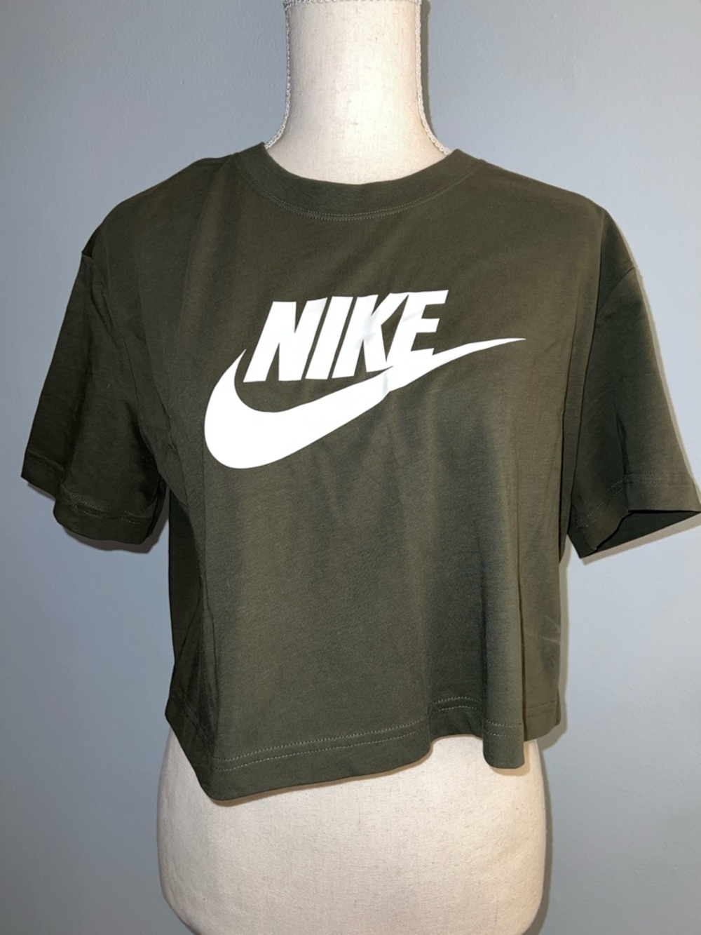 Nike Dark Olive Green Cropped Logo Tee